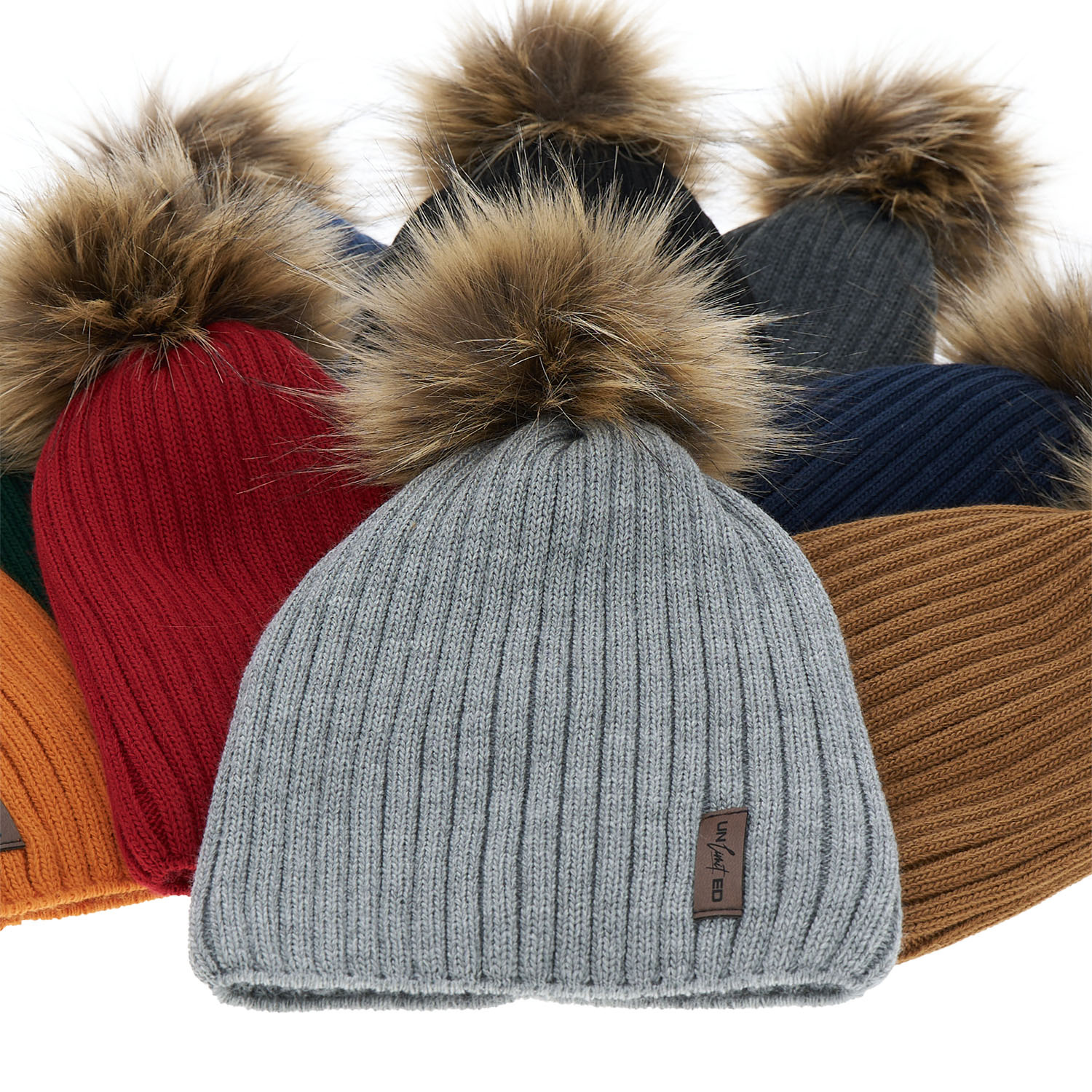 Jongens wintermuts, grijs, met garen pompon, Amur