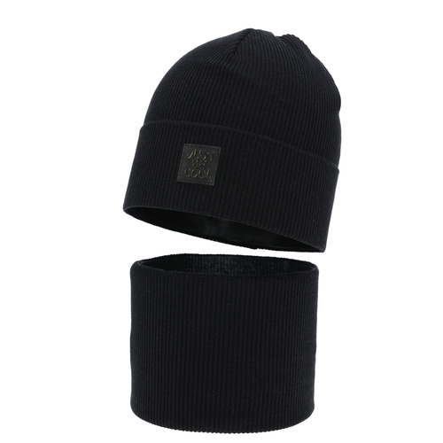 Jongens herfst/lente set (muts en buissjaal), met katoen, grijs, Jonas