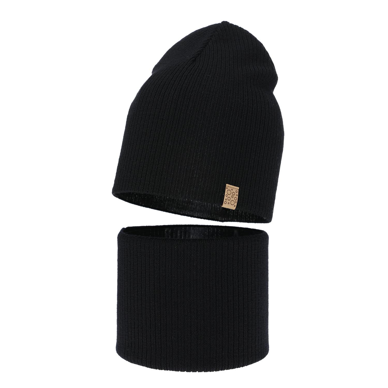 Ensemble automne/printemps fille: bonnet et snood, blanc, 100% Laine Mérinos Extrafine, Ricona