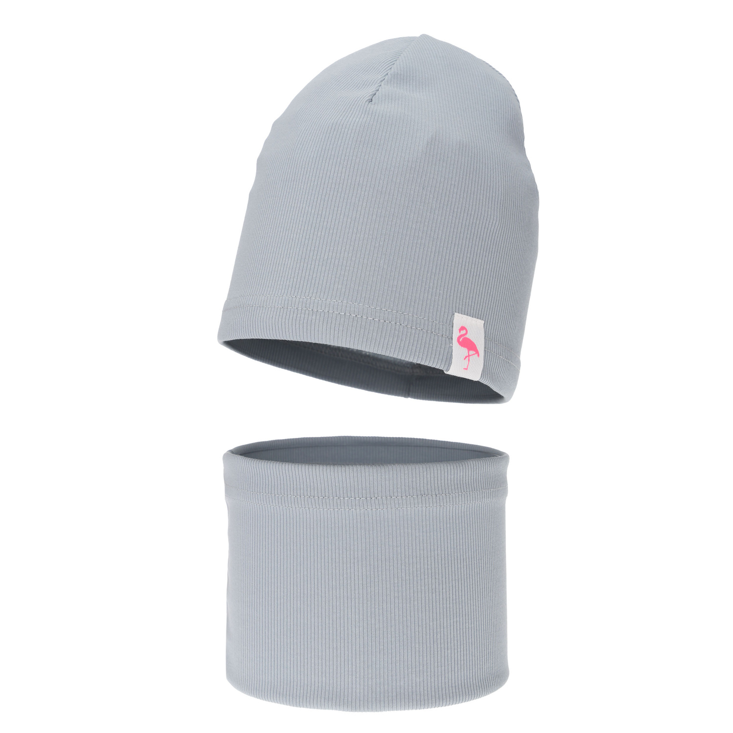 Ensemble automne/printemps fille: bonnet et snood, en coton, gris, Rumilla