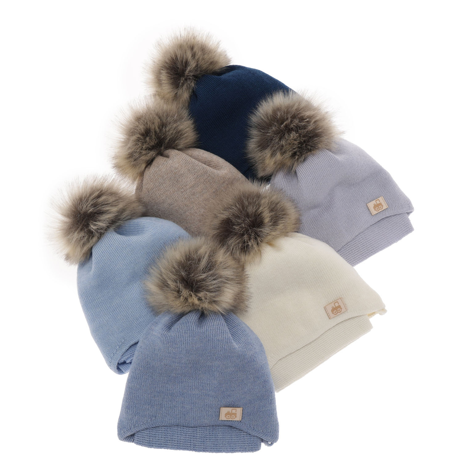 Ensemble d'hiver garçon: bonnet et écharpe, bleu marine, avec laine mérinos, Anastazy