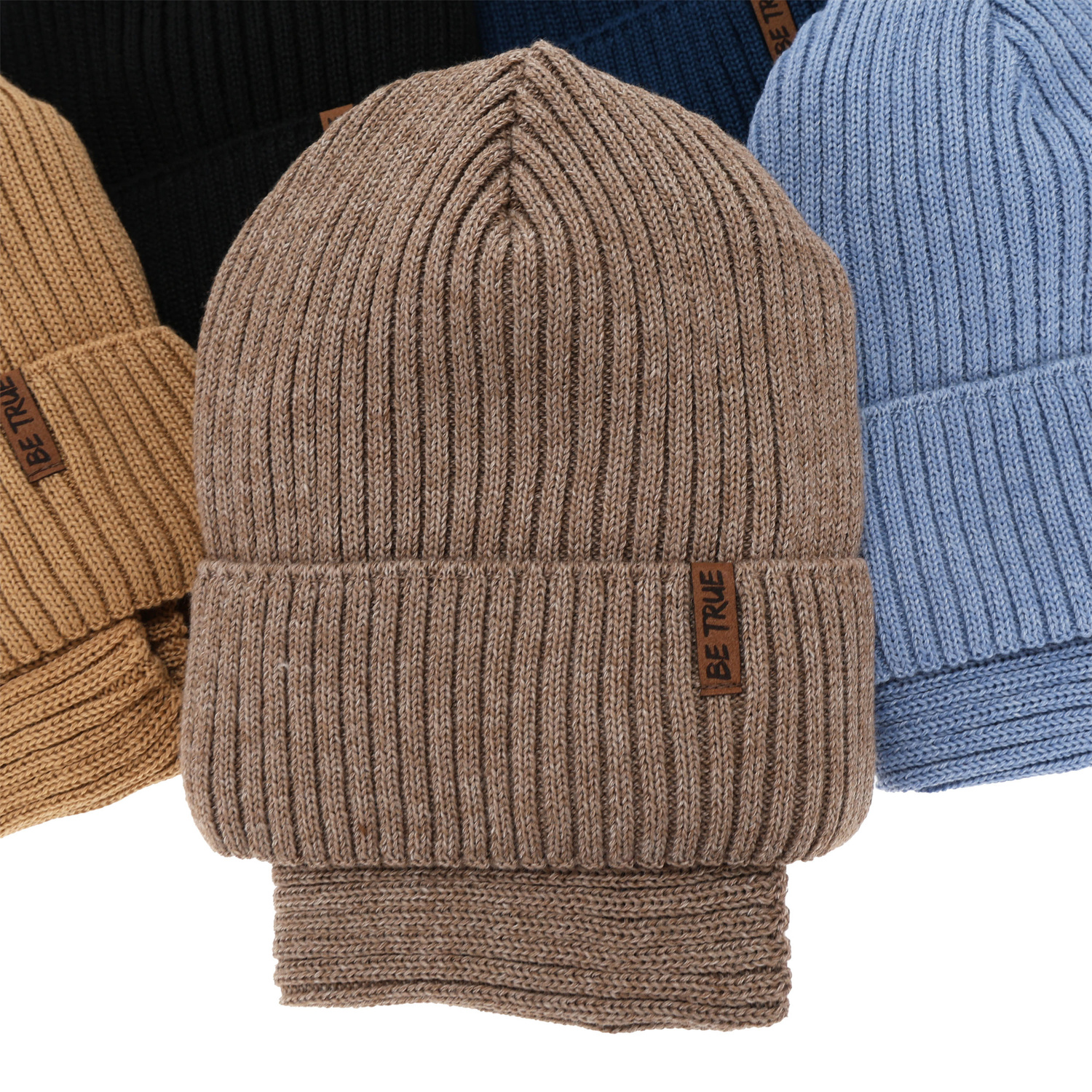 Jongens winter set (muts en buissjaal), beige, met merinowol, Colton