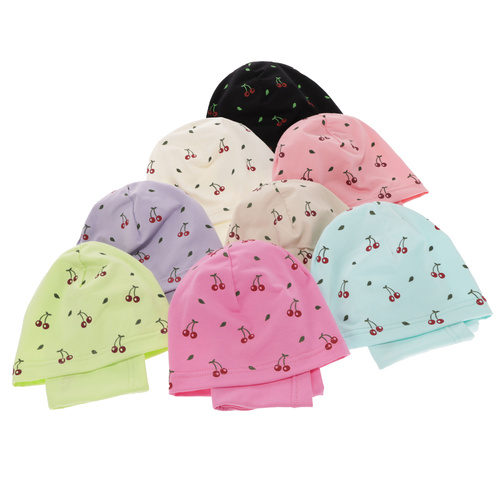 Ensemble automne/printemps fille: bonnet et snood, crème, en coton, Cerise