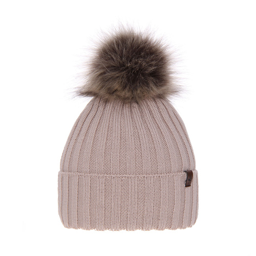 Dames wintermuts, beige, met merinowol, Texa