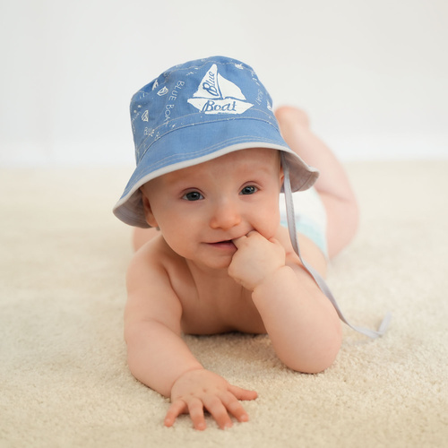 Jongens hoed, herfst/lente, grijs, katoen, Boat