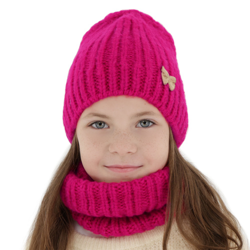 Ensemble d'hiver fille: bonnet et snood, violet, Ingrid