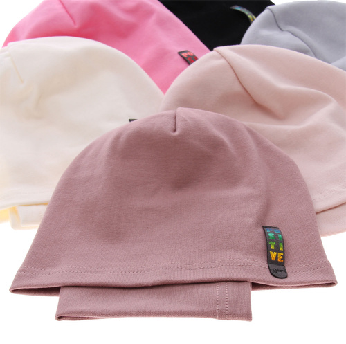 Meisjes herfst/lente set muts en buissjaal, roze, katoenen, Flores