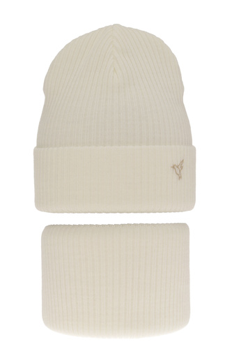 Ensemble d'hiver fille: bonnet et snood, crème, Rosetta