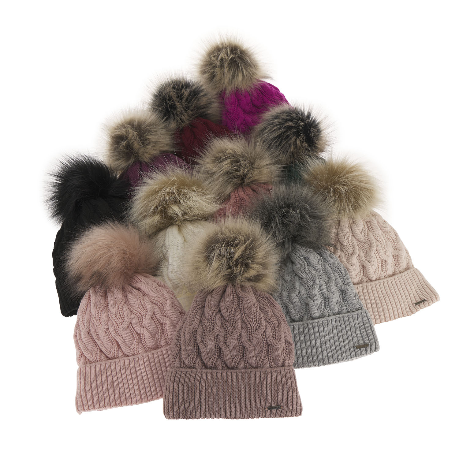 Bonnet d'hiver femme, violet, avec pompon, Deva