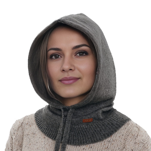 Dames winter bivakmuts, grijs, met wol, Elizabeth