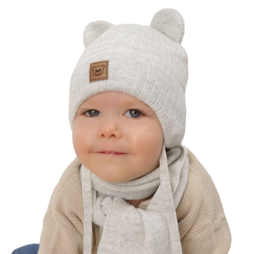 Ensemble d'hiver garçon: bonnet et écharpe, blanc, Anthony