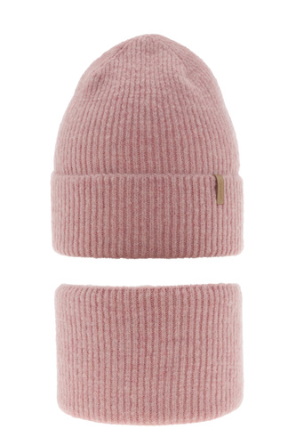 Ensemble d'hiver fille: bonnet et snood, rose, Edila