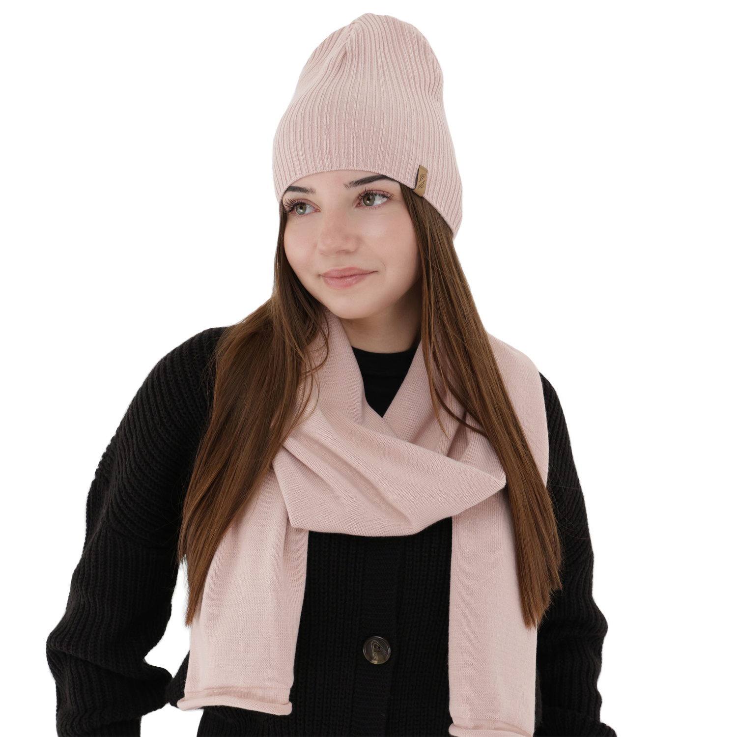 Dames winter set (muts en sjaal), roze, Fena
