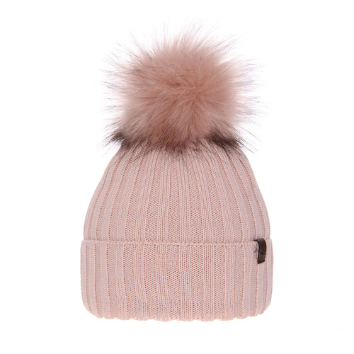 Dames wintermuts, roze, met merinowol, Texa