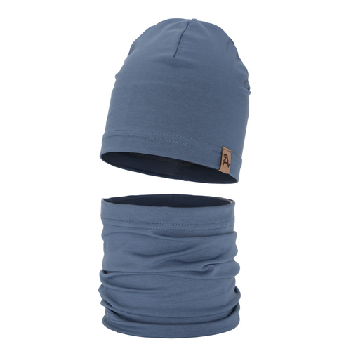 Ensemble automne/printemps garçon: bonnet et snood, bleu, Griffin
