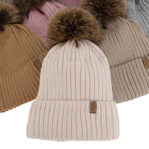 Dames wintermuts, donkerbeige, met merinowol, Zamira