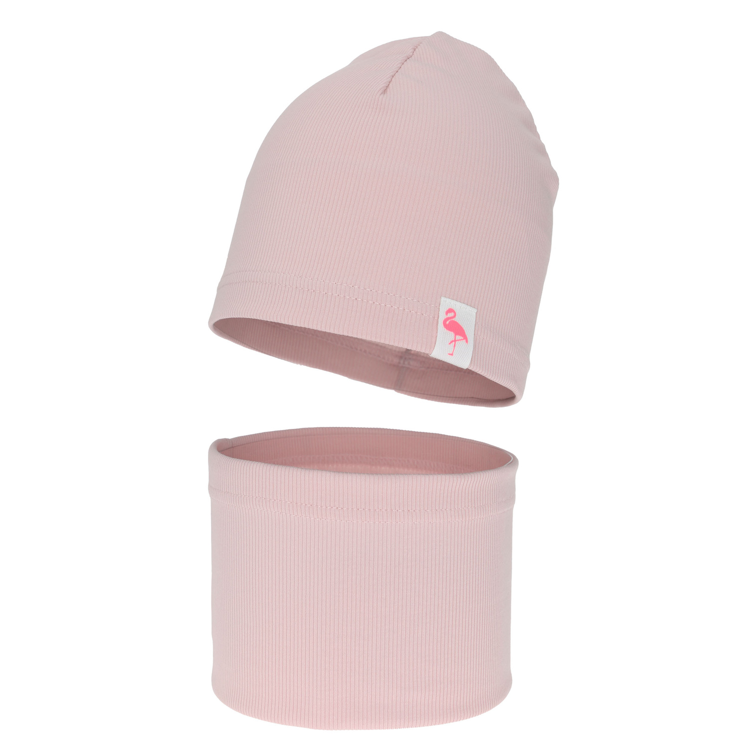 Ensemble automne/printemps fille: bonnet et snood, en coton, rose, Rumilla
