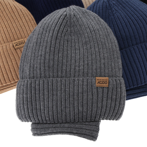 Jongens winter set (muts en buissjaal), beige, 100% Merino Wol, gevoerd met merinowol, Domin