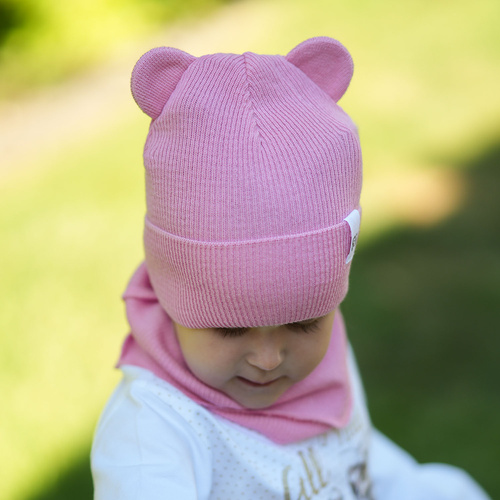 Meisjes herfst/lente set muts en buissjaal, met katoen, zwart, Kajra