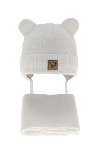 Ensemble d'hiver garçon: bonnet et écharpe, blanc, Anthony