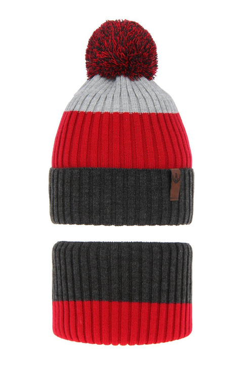 Jongens winter set muts en sjaal, grijs, Karson