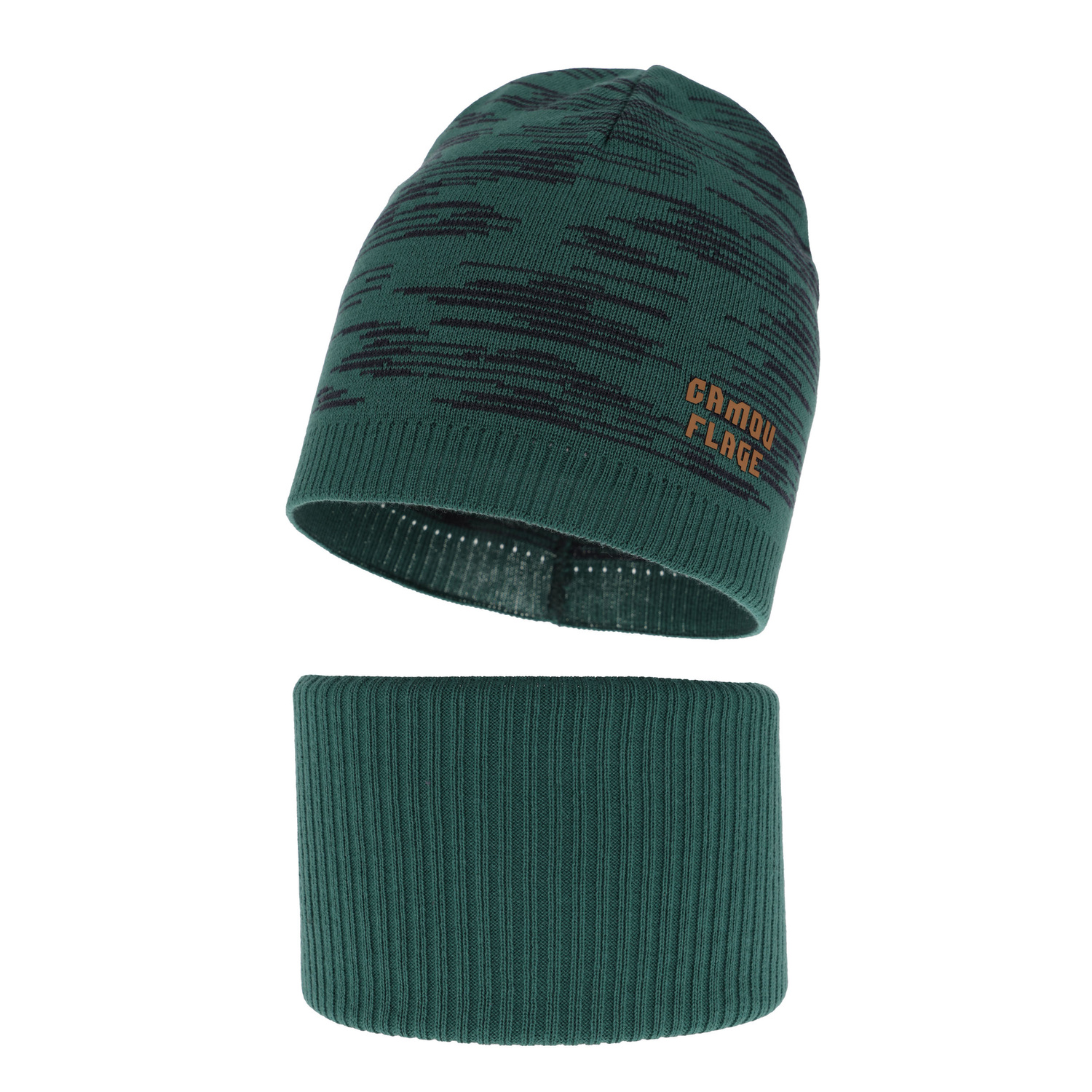 Ensemble automne/printemps garçon: bonnet et snood, met katoen, vert émeraude, Carter