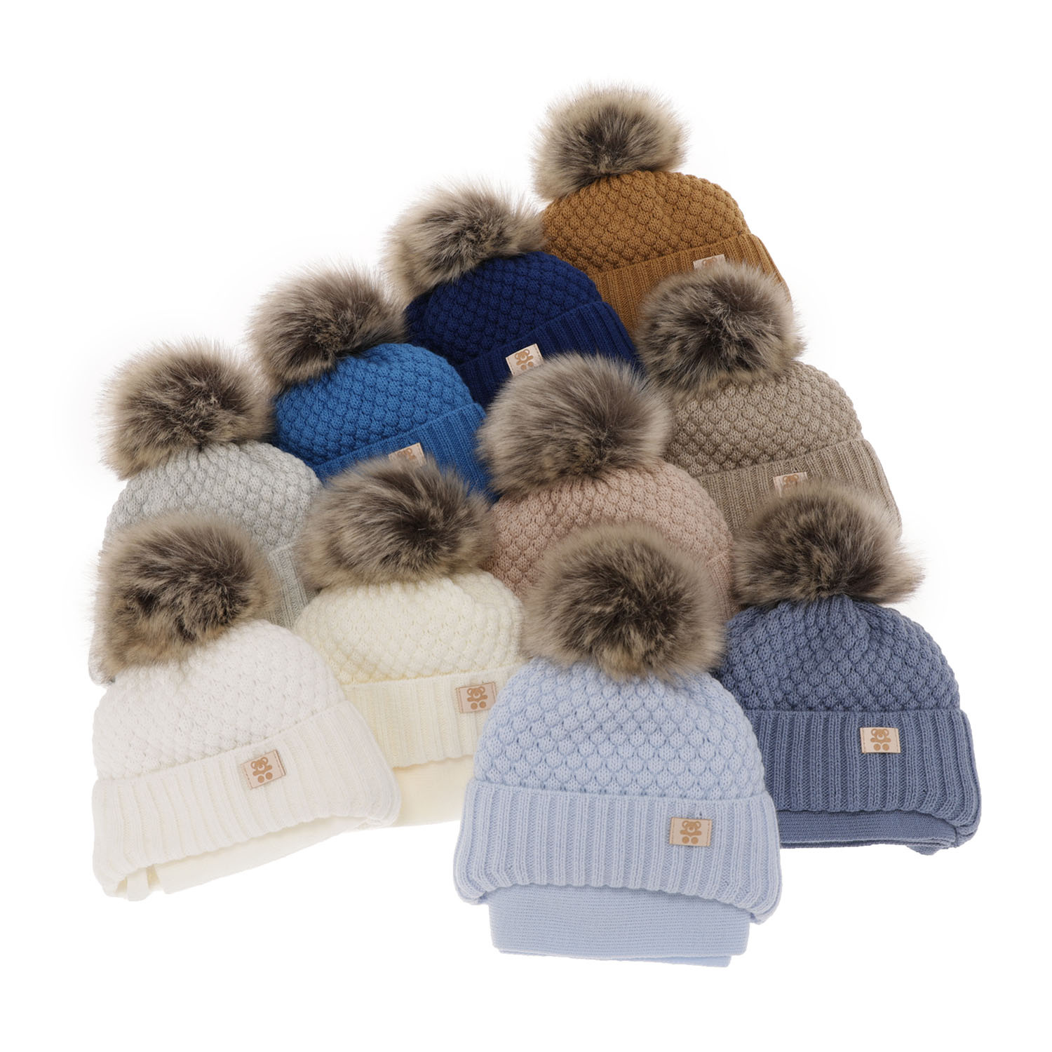 Ensemble d'hiver garçon: bonnet et écharpe, crème, avec pompon, avec liens, Norberto