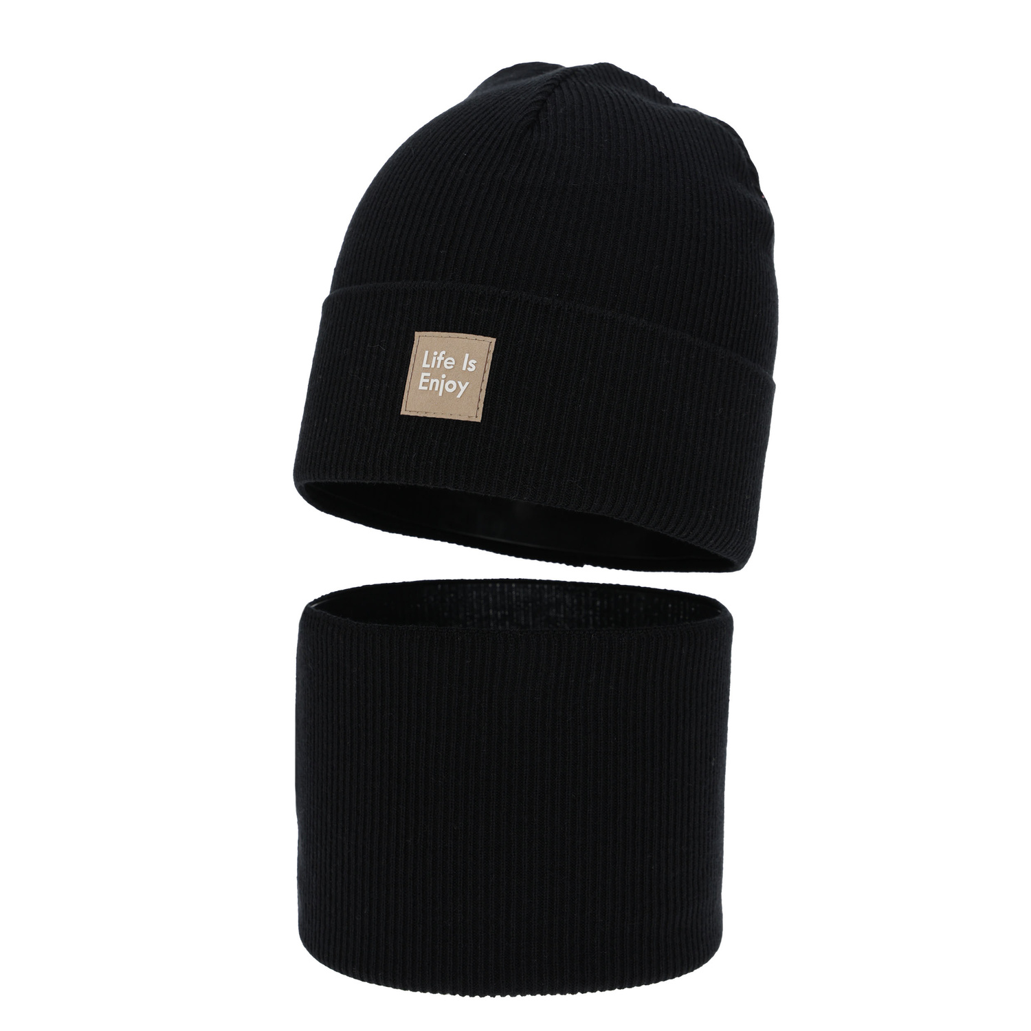 Meisjes herfst/lente set (muts en buissjaal), met katoen, zwart, Zola