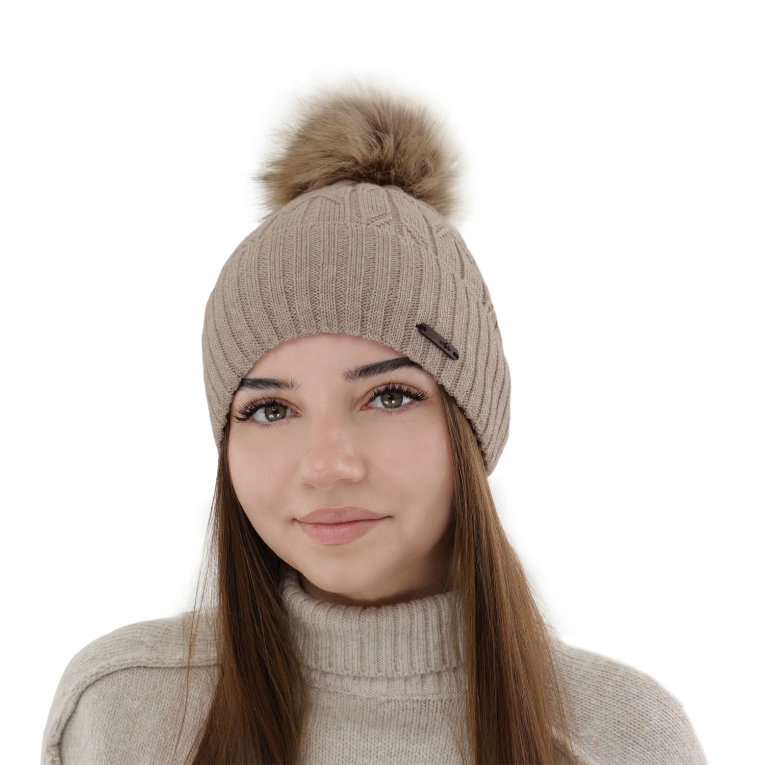 Bonnet d'hiver femme, rose, avec laine mérinos, Talaria