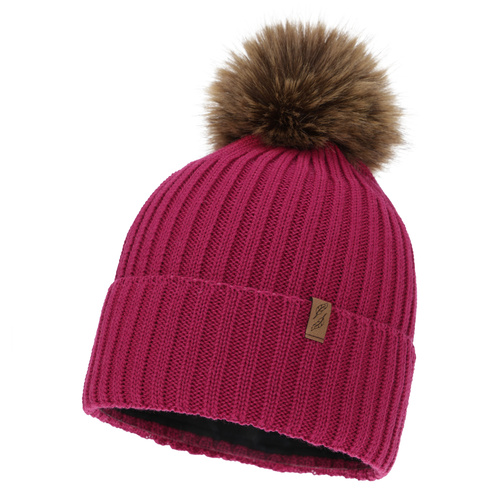 Dames wintermuts, amarantowa, met merinowol, Zamira