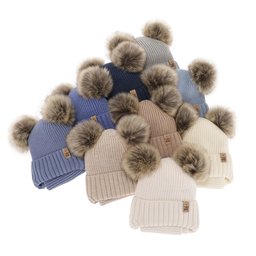 Ensemble d'hiver garçon: bonnet et snood, blanc, 100% laine mérinos, avec liens, Konor