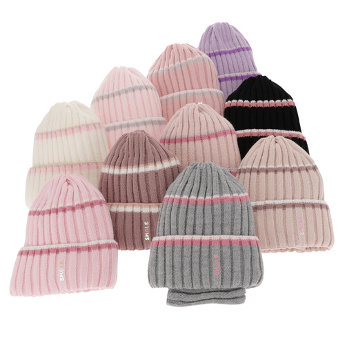 Ensemble d'hiver fille: bonnet et snood, rose, Judit