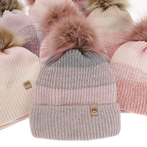 Ensemble d'hiver fille: bonnet et snood, noir, avec pompon, Gimena