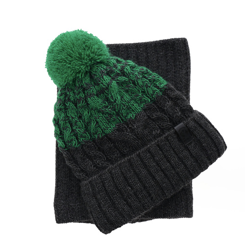 Jongens winter set, khaki, met garen pompon, Travis