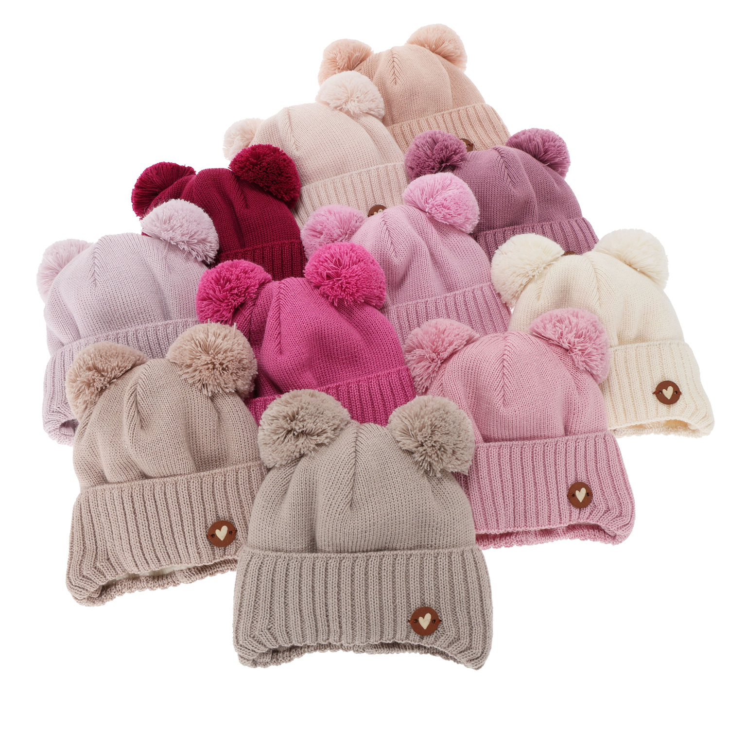 Meisjes wintermuts, lichtroze, met bindkoorden, met merinowol, Mesyna