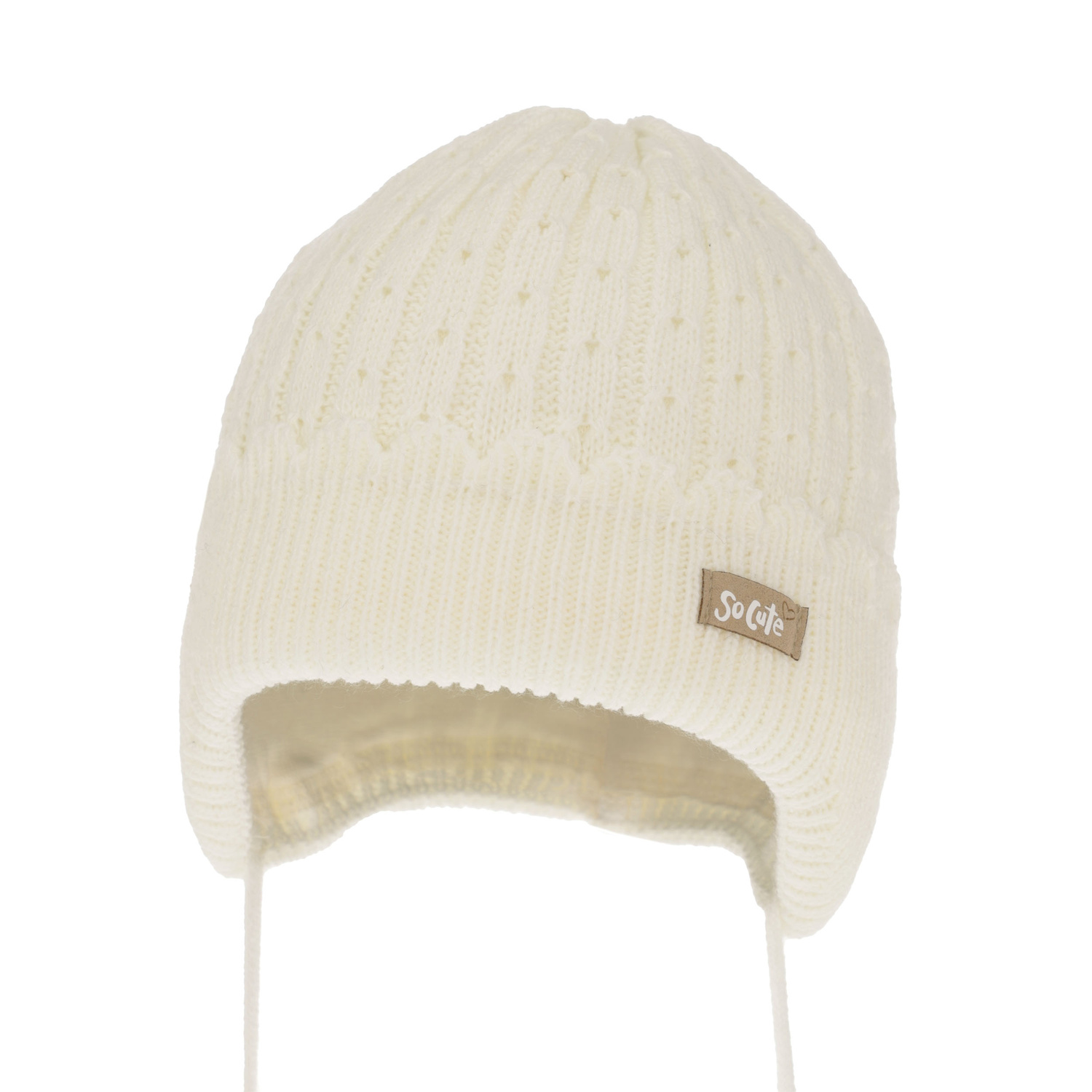 Bonnet automne/printemps fille, crème, avec liens, Tema