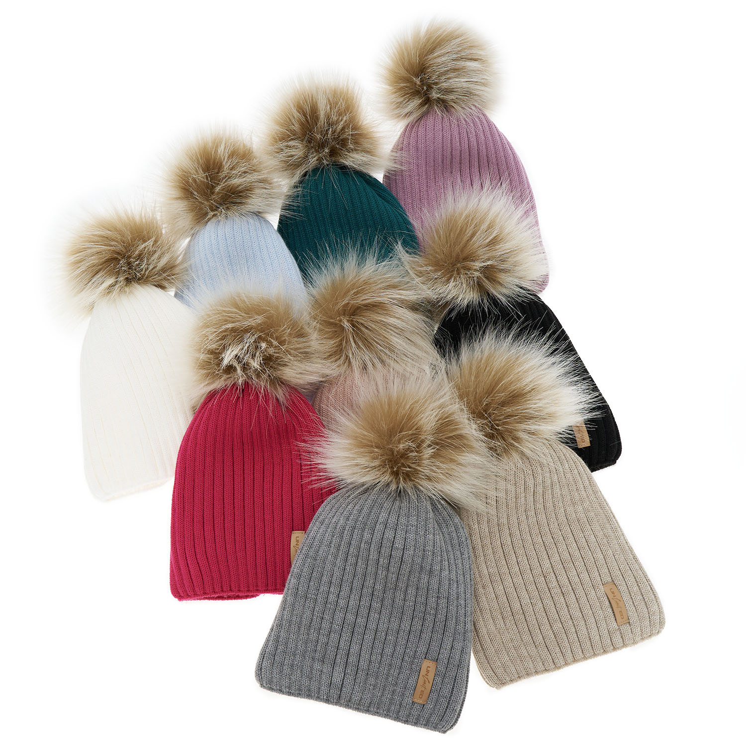 Meisjes wintermuts, roze, met garen pompon, Werbena