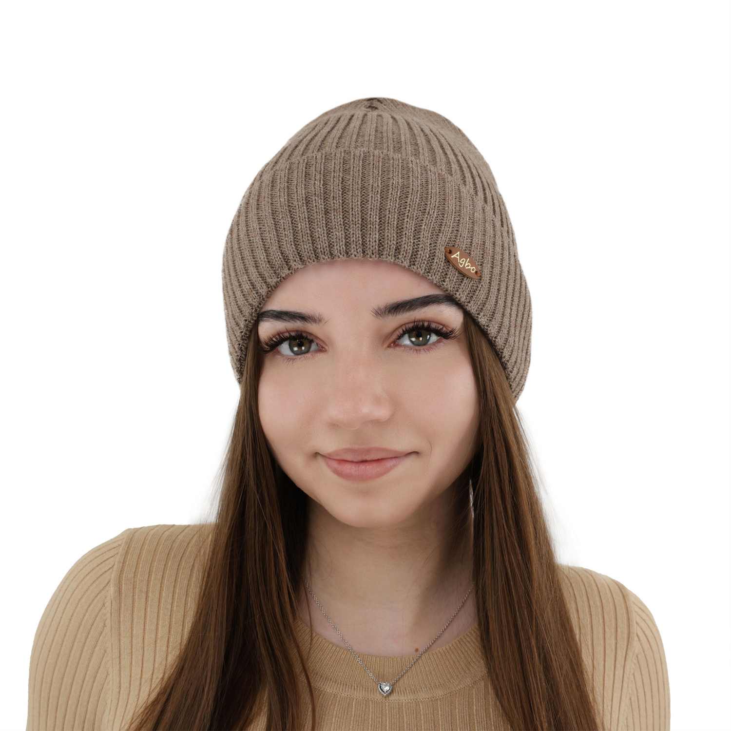 Beige dames wintermuts met merinowol Shila