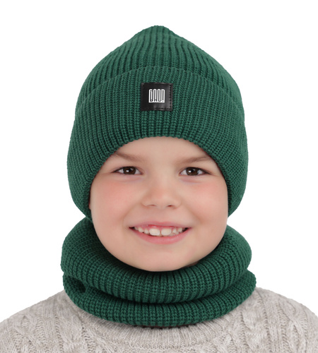 Ensemble d'hiver garçon: bonnet et snood, camel, Amadeo