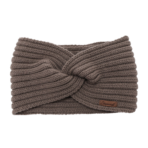 Dames winter hoofdband, lichtbruin, 100% Merino Wol, Veka