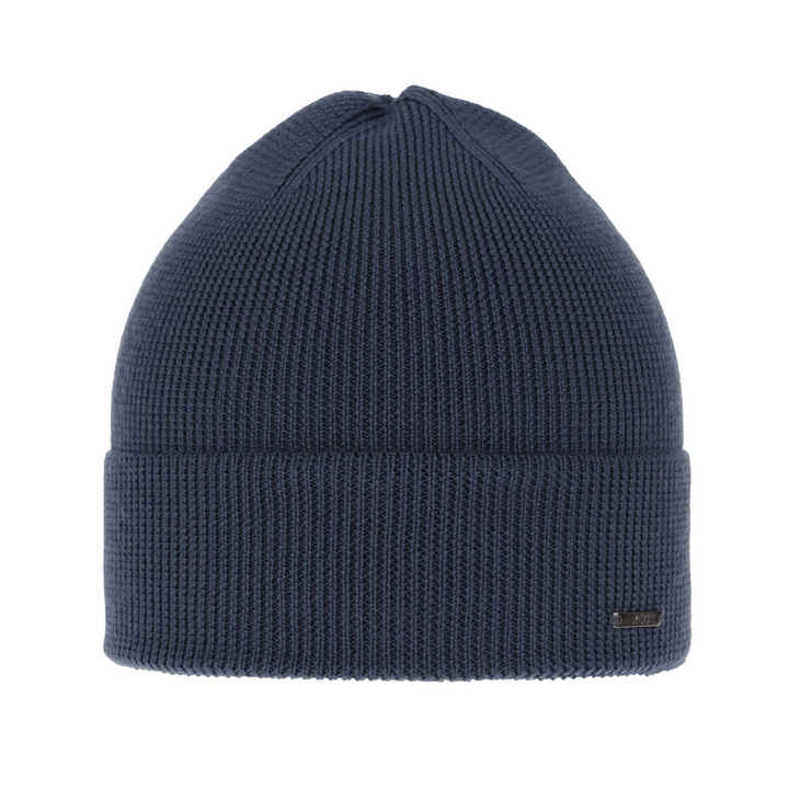 Bonnet d'hiver homme, bleu, avec laine mérinos, Memfis
