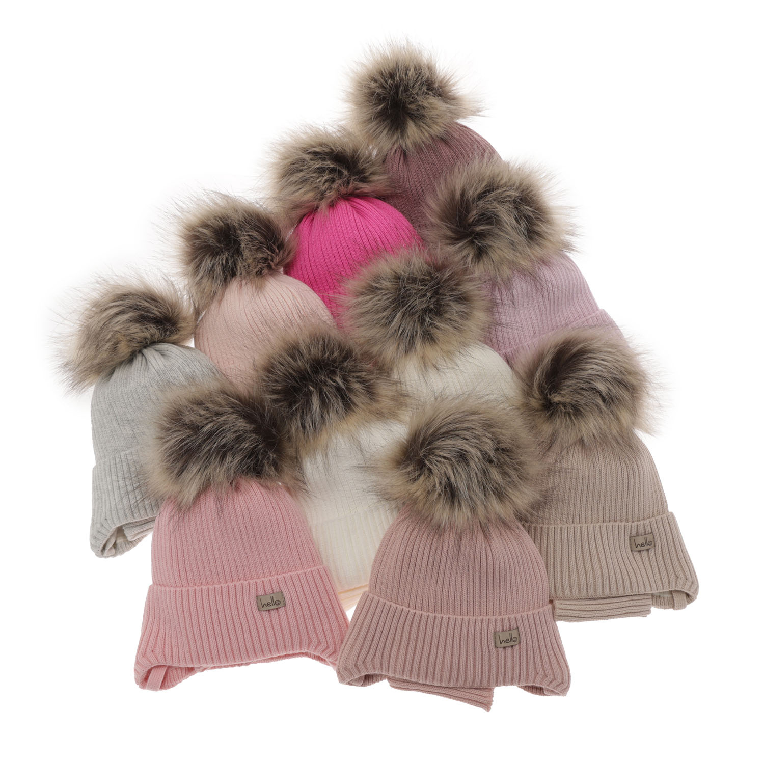 Ensemble d'hiver fille: bonnet et snood, rose, avec liens, Bria