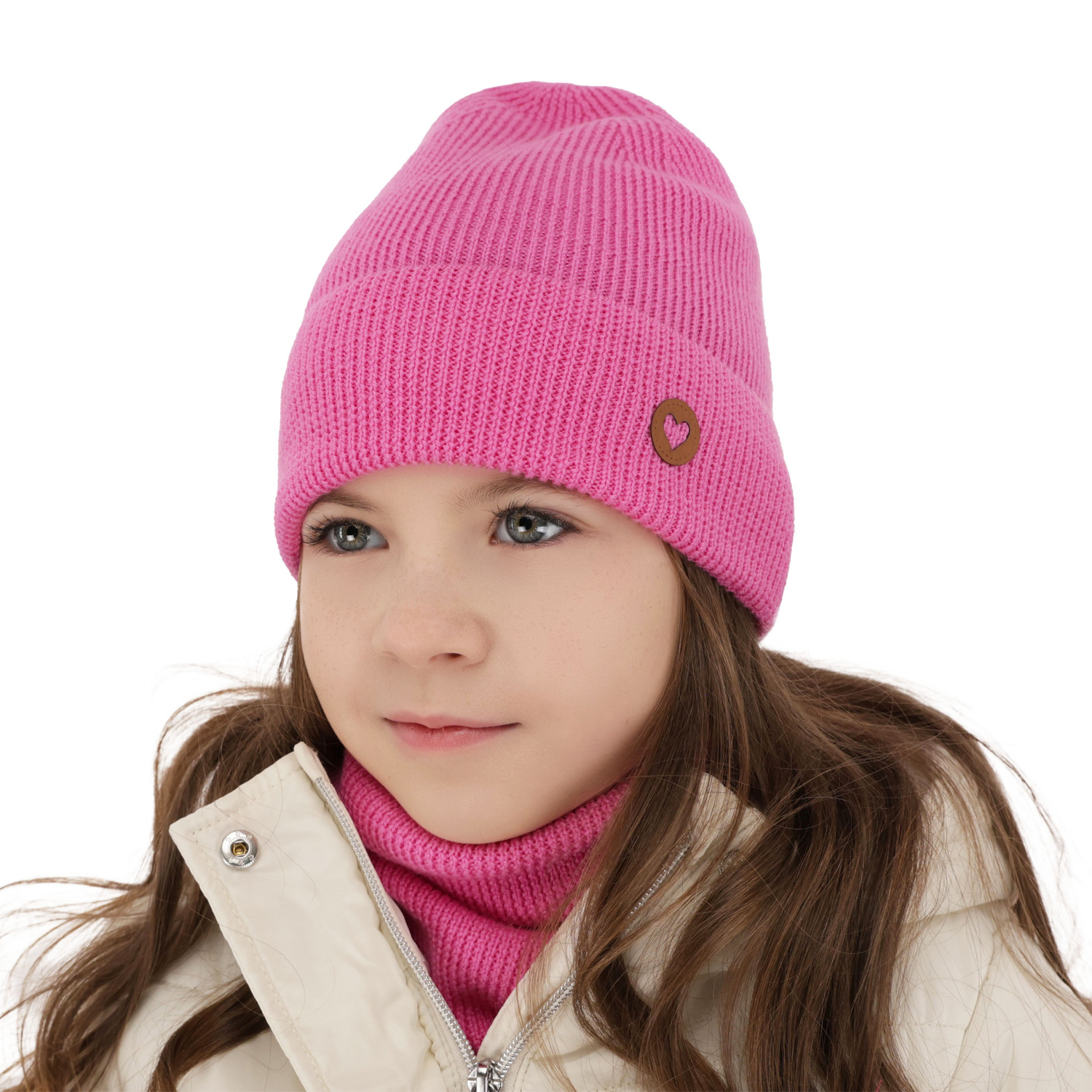 Ensemble automne/printemps fille: bonnet et snood, amarante, avec laine mérinos, Brook