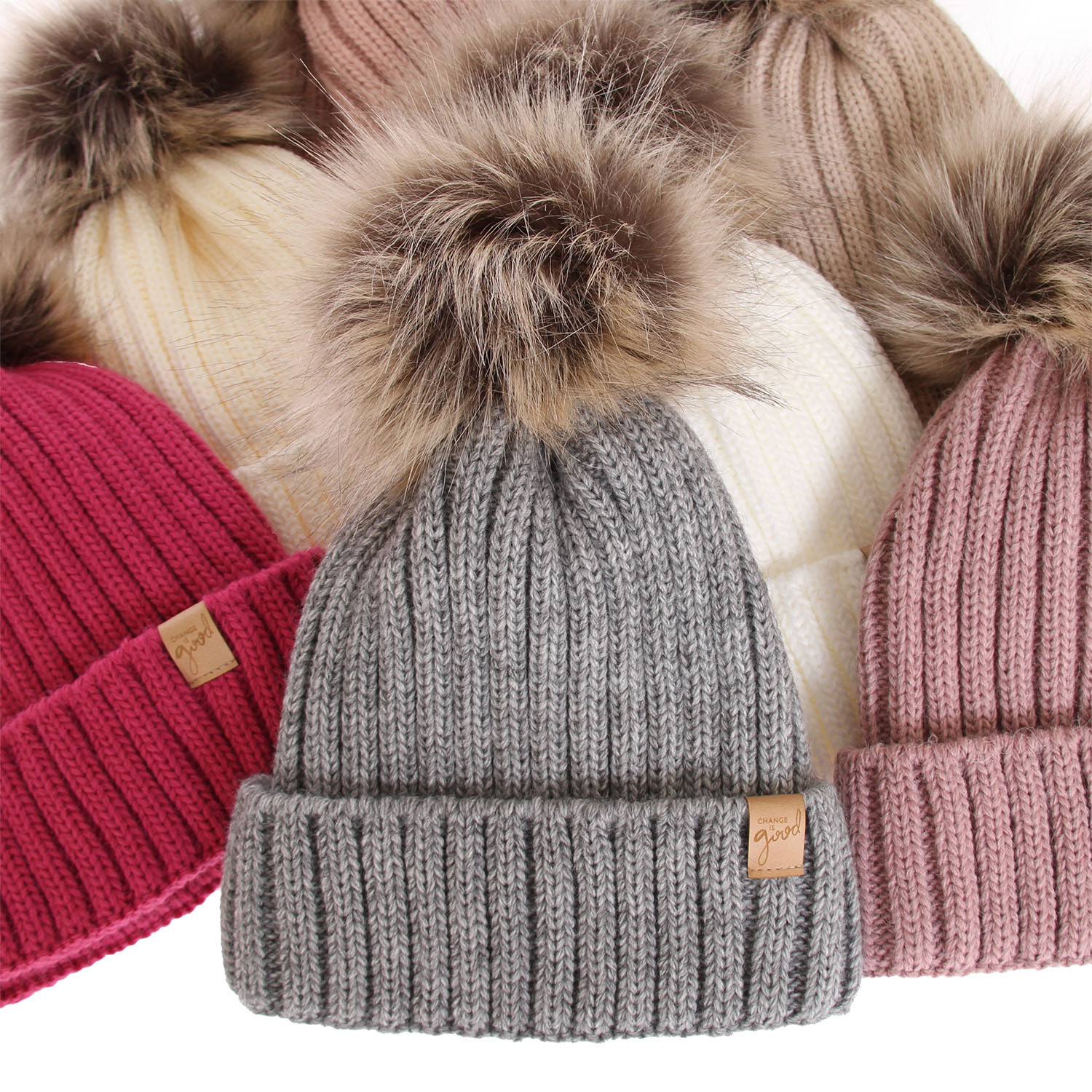 Bonnet d'hiver femme, blanc, avec pompon, Europa