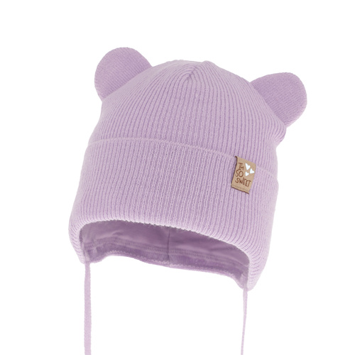 Bonnet automne/printemps fille, violet, avec liens, Noemi