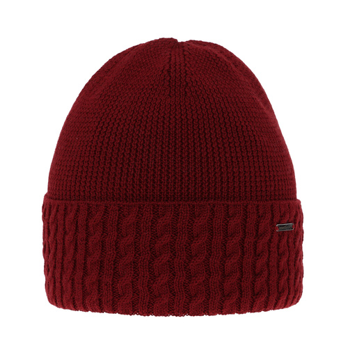 Bonnet d'hiver femme, bordo, avec laine mérinos, Febe