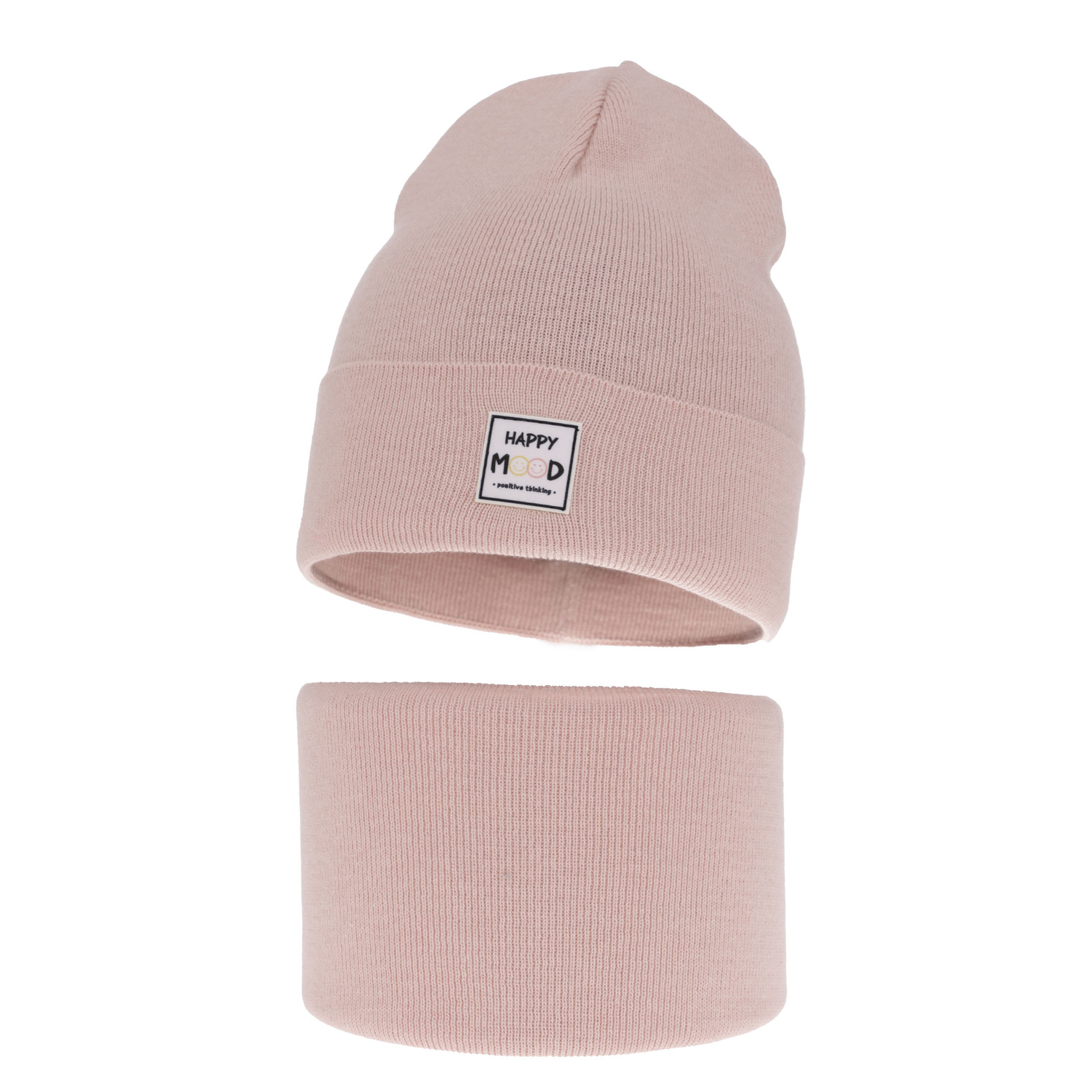 Ensemble automne/printemps fille: bonnet et snood, met katoen, rose, Mersila