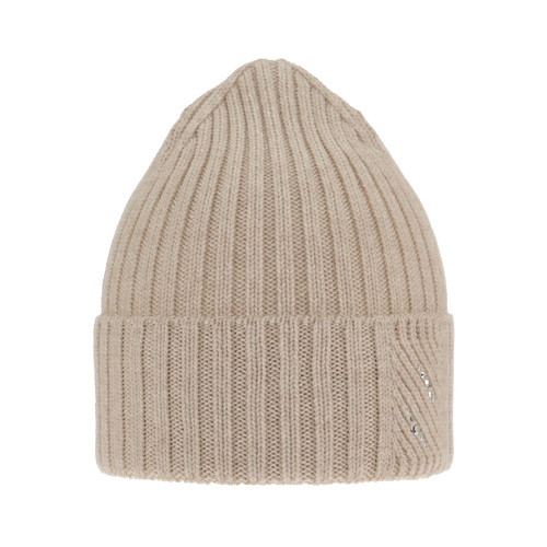 Bonnet d'hiver femme, beige, avec laine mérinos, Ariga