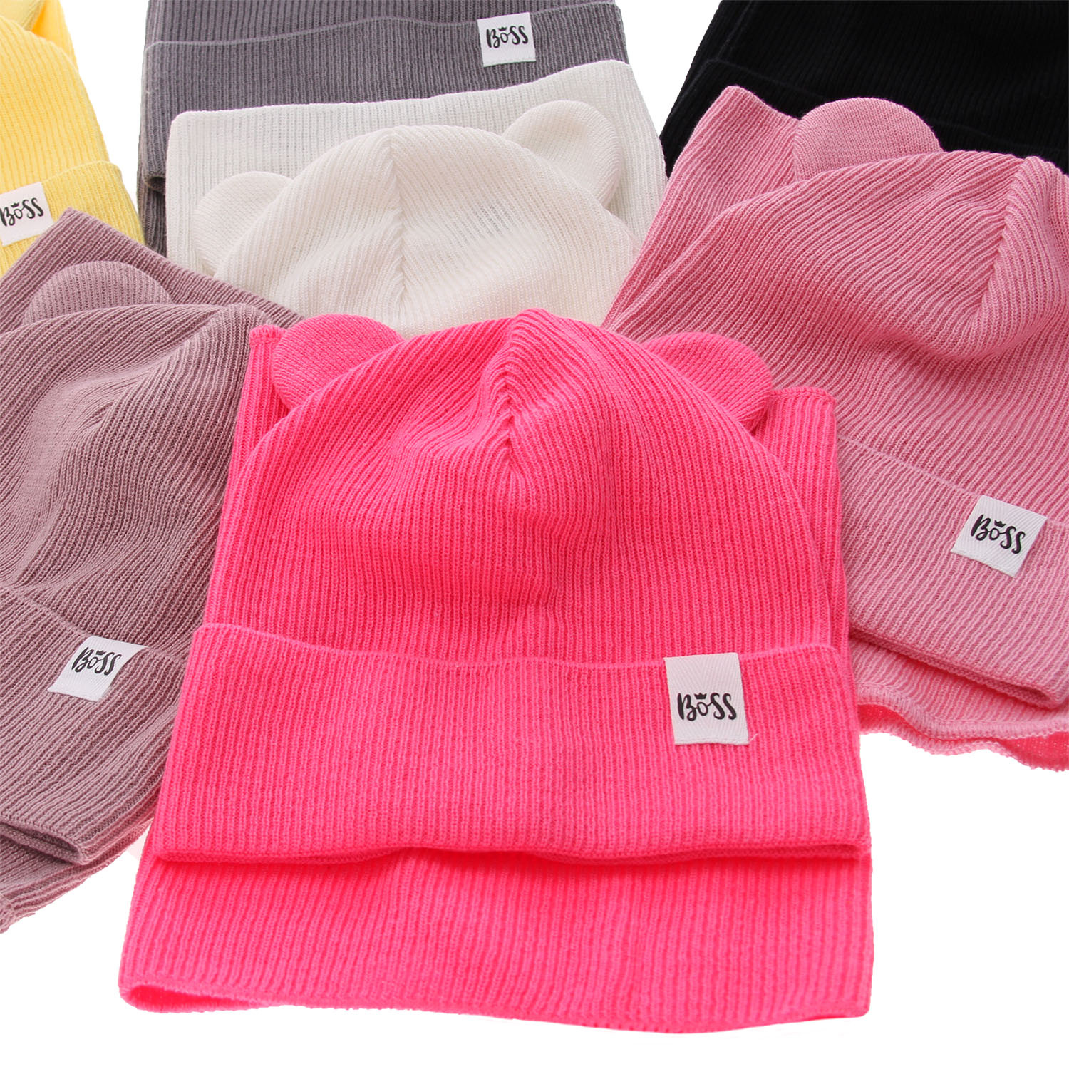 Meisjes herfst/lente set muts en buissjaal, met katoen, roze, Kajra