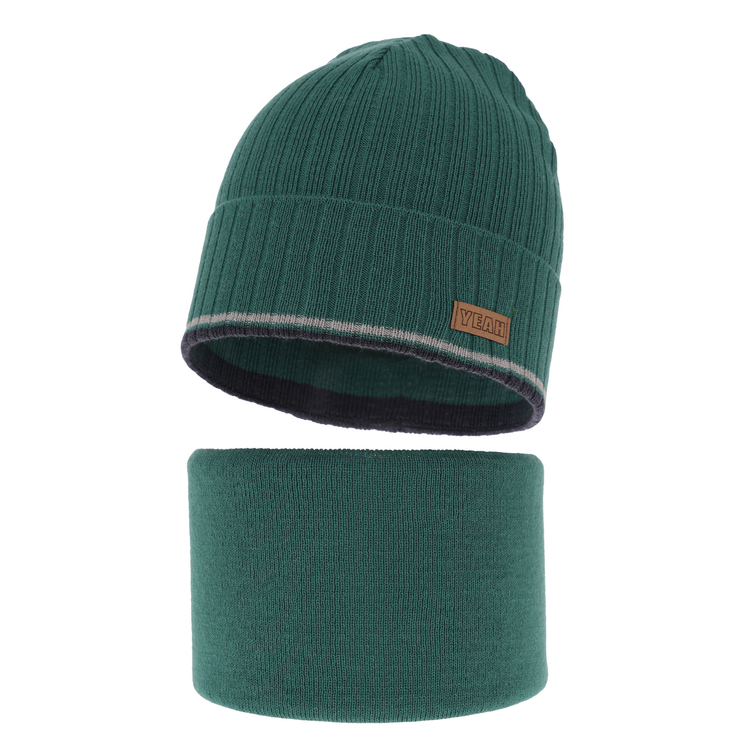 Ensemble automne/printemps garçon: bonnet et snood, met katoen, szmaragdowy, London